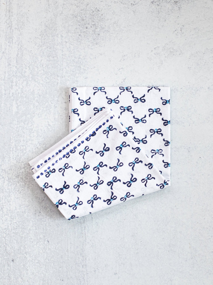 Tea Towel - Bows, Uniform Blue & Navy - The Mended Company