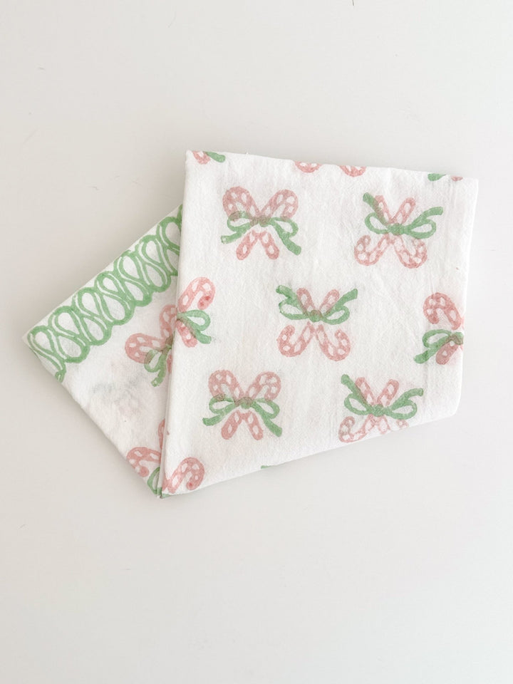 Tea Towel - Candy Cane (small), Rose &amp; Mint - The Mended Company