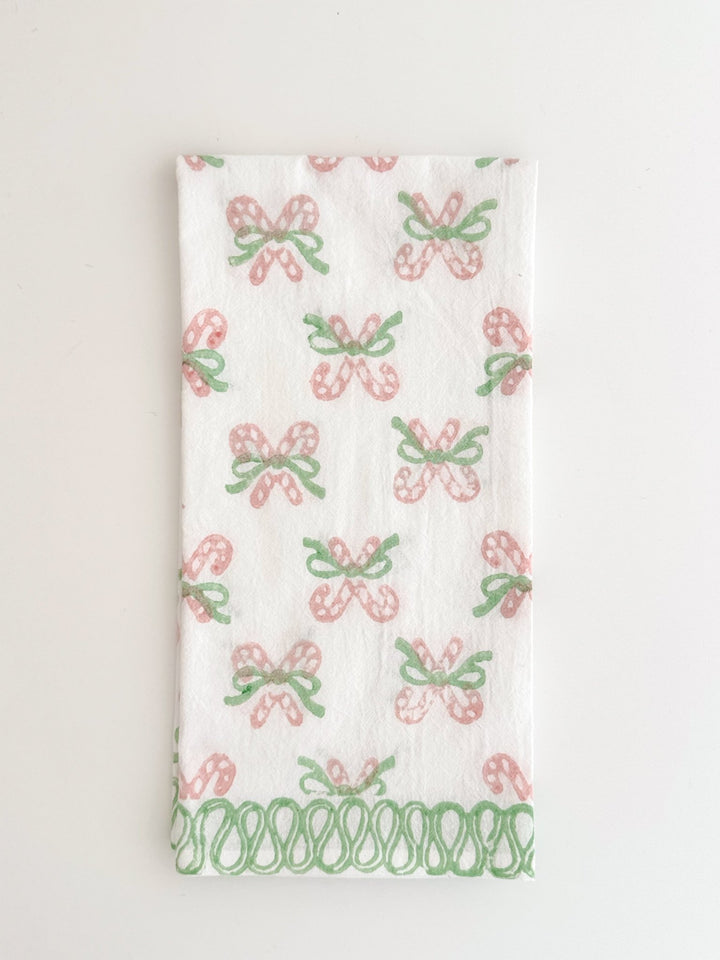 Tea Towel - Candy Cane (small), Rose &amp; Mint - The Mended Company