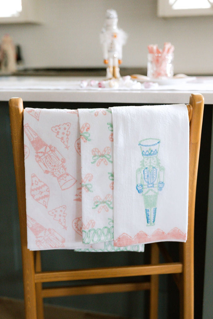 Tea Towel - Candy Cane (small), Rose &amp; Mint - The Mended Company