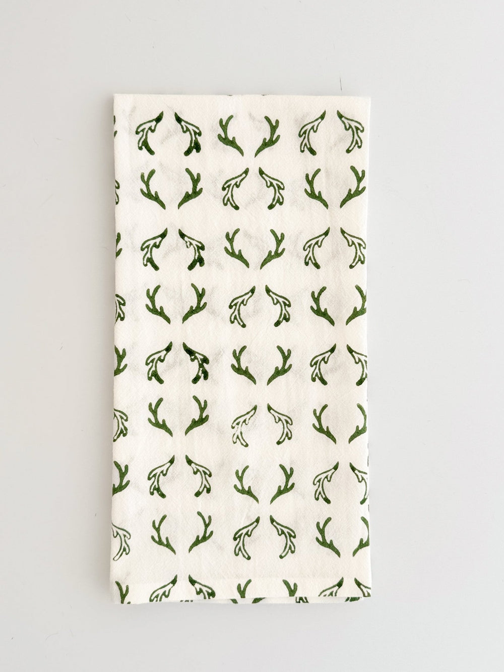 Tea Towel (Ivory) - Antlers, Sage - The Mended Company