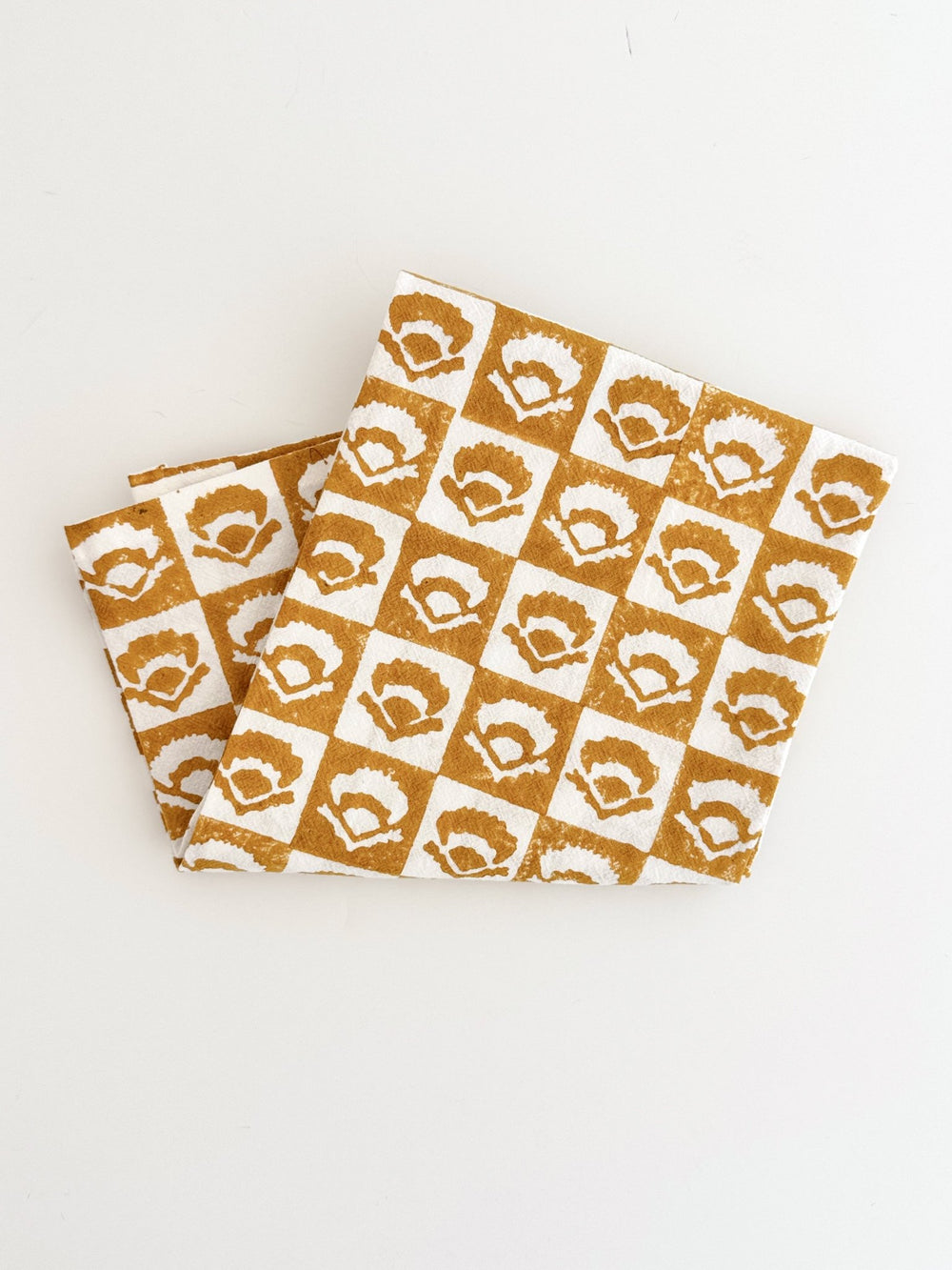Tea Towel (Ivory) - Checkered Poppy, Mustard - The Mended Company