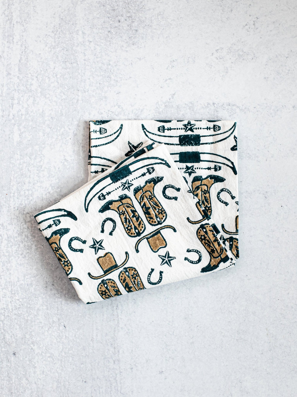 Tea Towel (Ivory) - Cowgirl Boots, Midnight & Chai - The Mended Company
