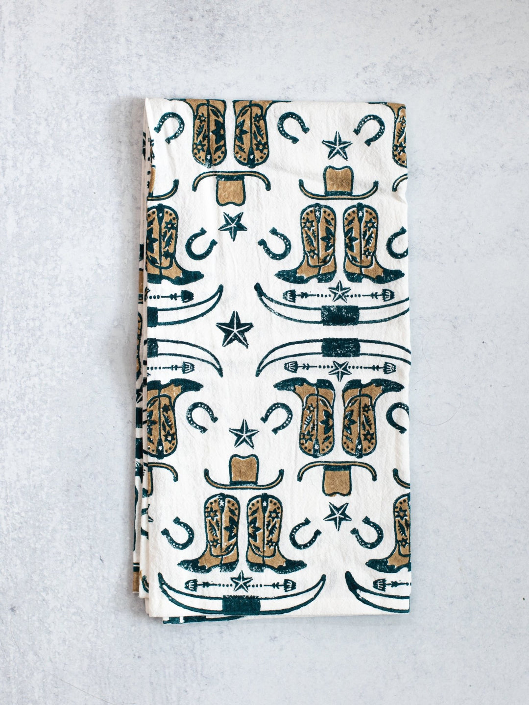 Tea Towel (Ivory) - Cowgirl Boots, Midnight & Chai - The Mended Company