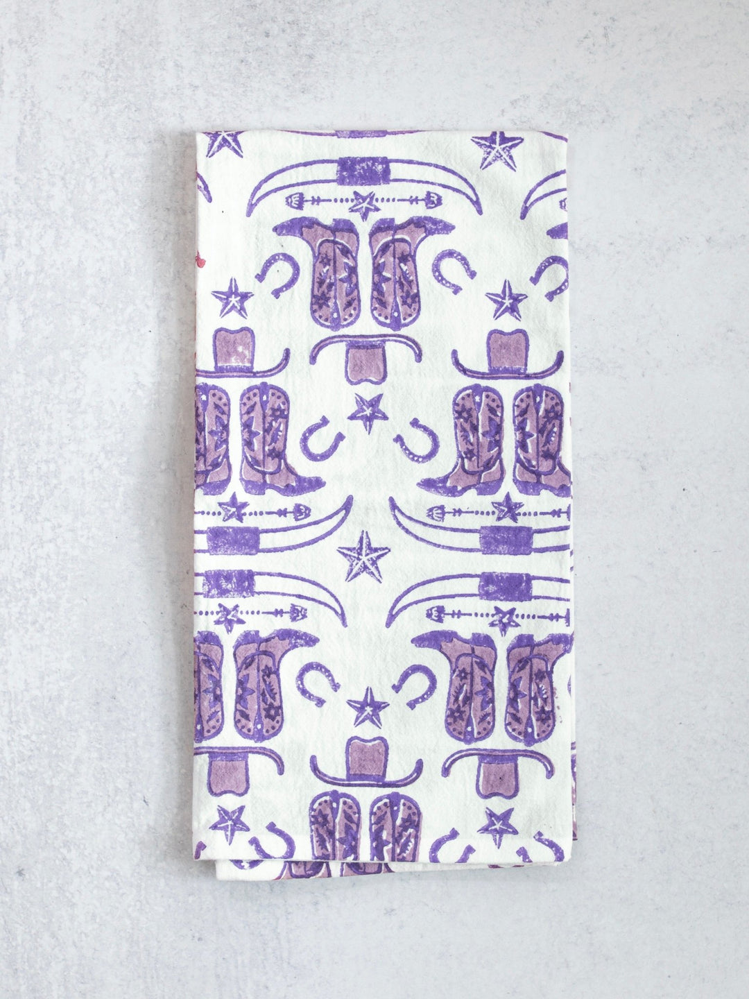 Tea Towel (Ivory) - Cowgirl Boots, Purple & Lilac - The Mended Company