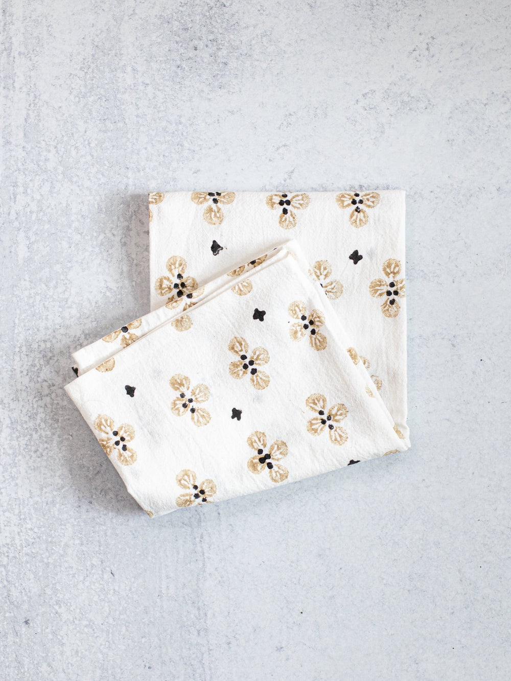 Tea Towel (Ivory) - Dogwood Blossom, Chai & Black - The Mended Company