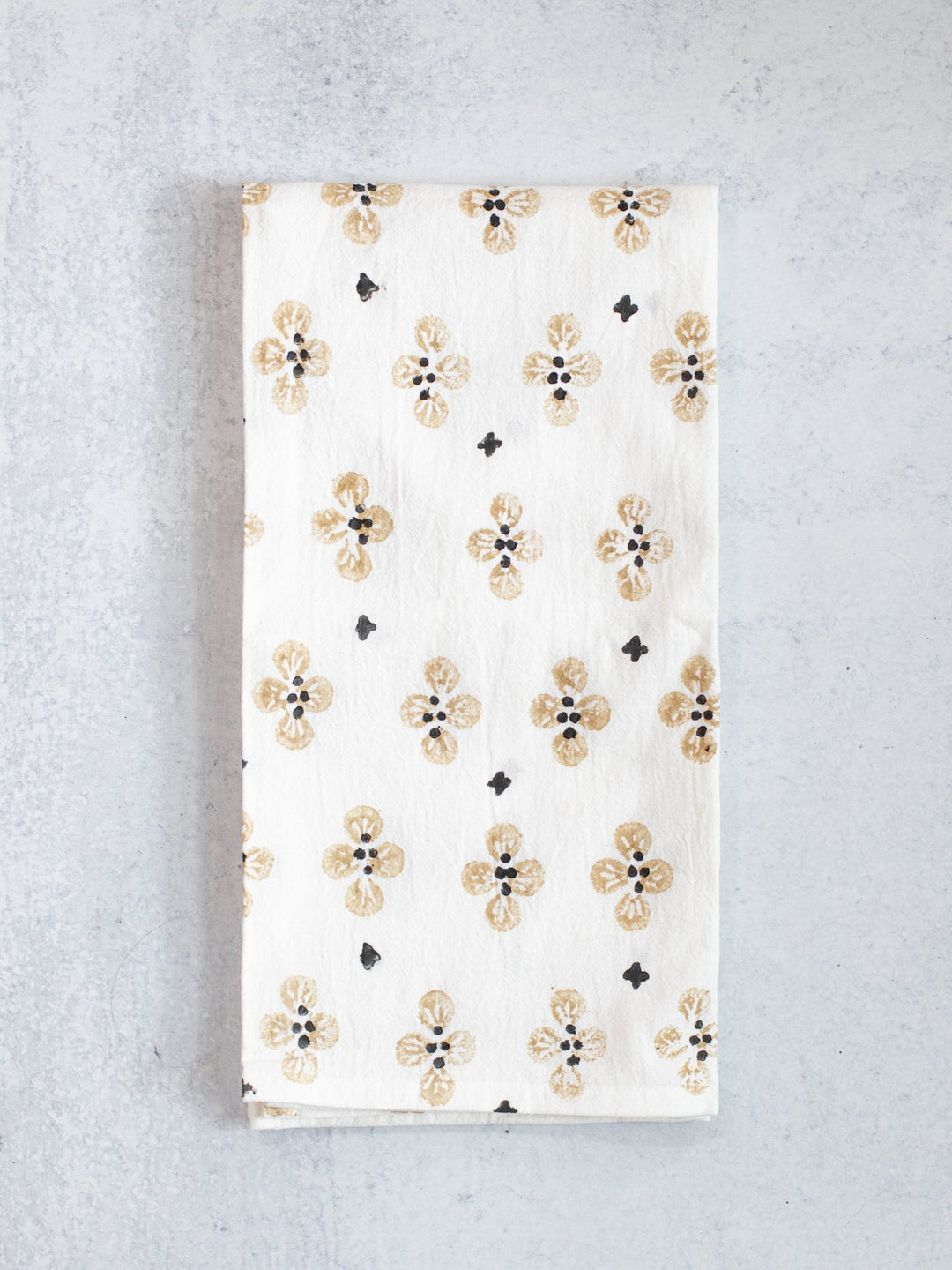 Tea Towel (Ivory) - Dogwood Blossom, Chai & Black - The Mended Company