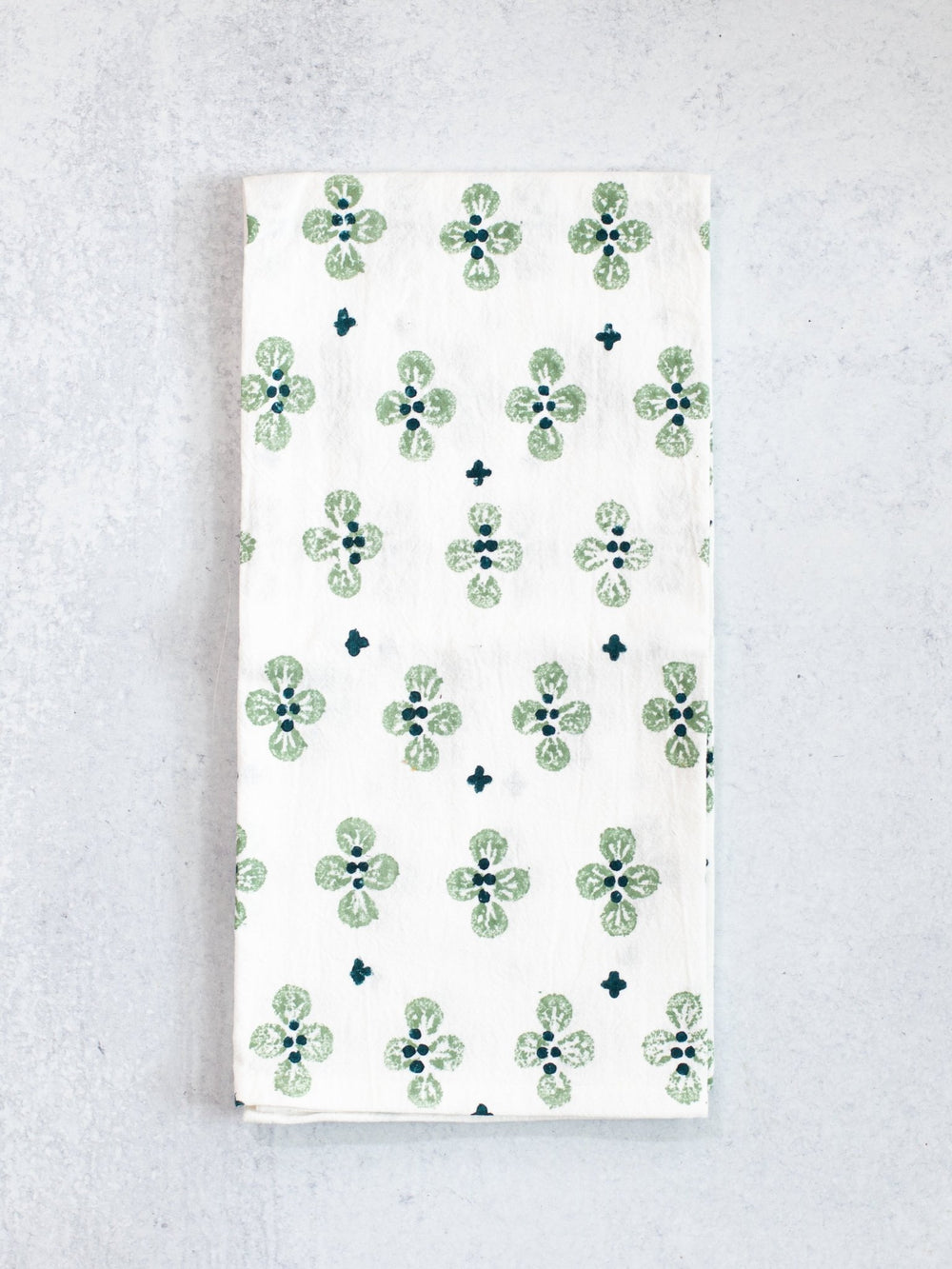 Tea Towel (Ivory) - Dogwood Blossom, Sage & Midnight - The Mended Company
