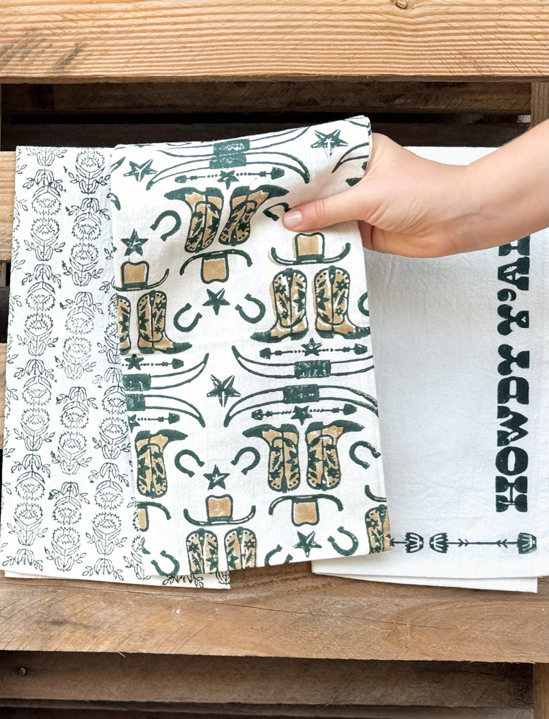 Tea Towel (Ivory) - Howdy, Midnight - The Mended Company