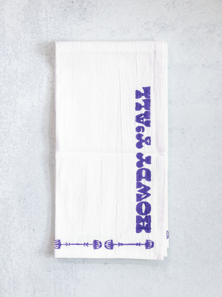 Tea Towel (Ivory) - Howdy, Purple - The Mended Company