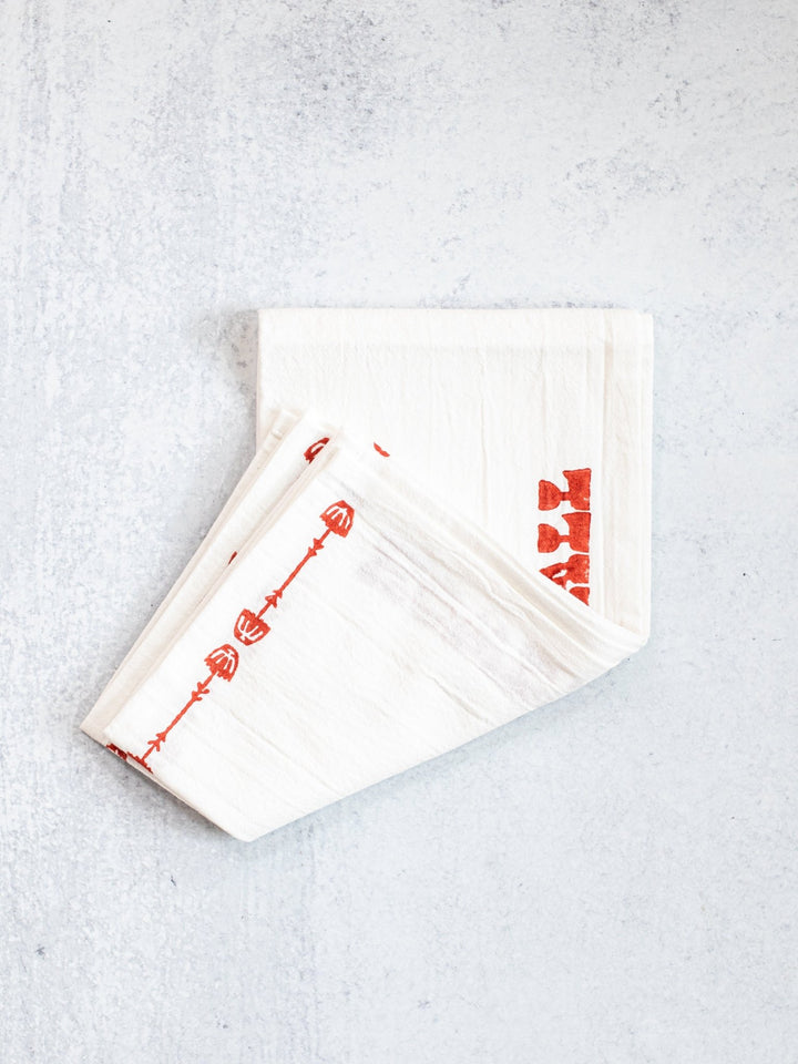 Tea Towel (Ivory) - Howdy, Terracotta - The Mended Company