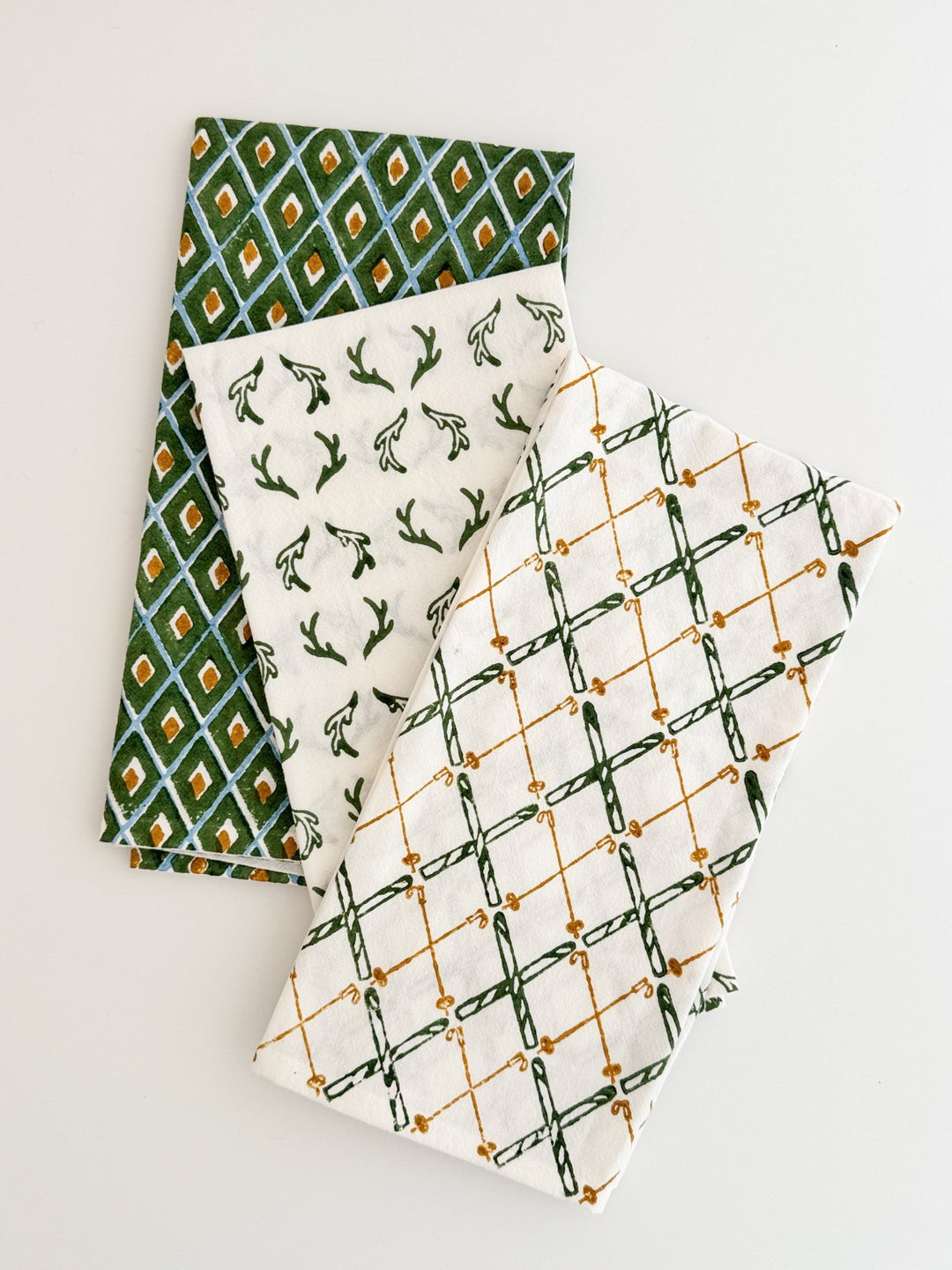 Tea Towel (Ivory) - Ikat, Sage - The Mended Company