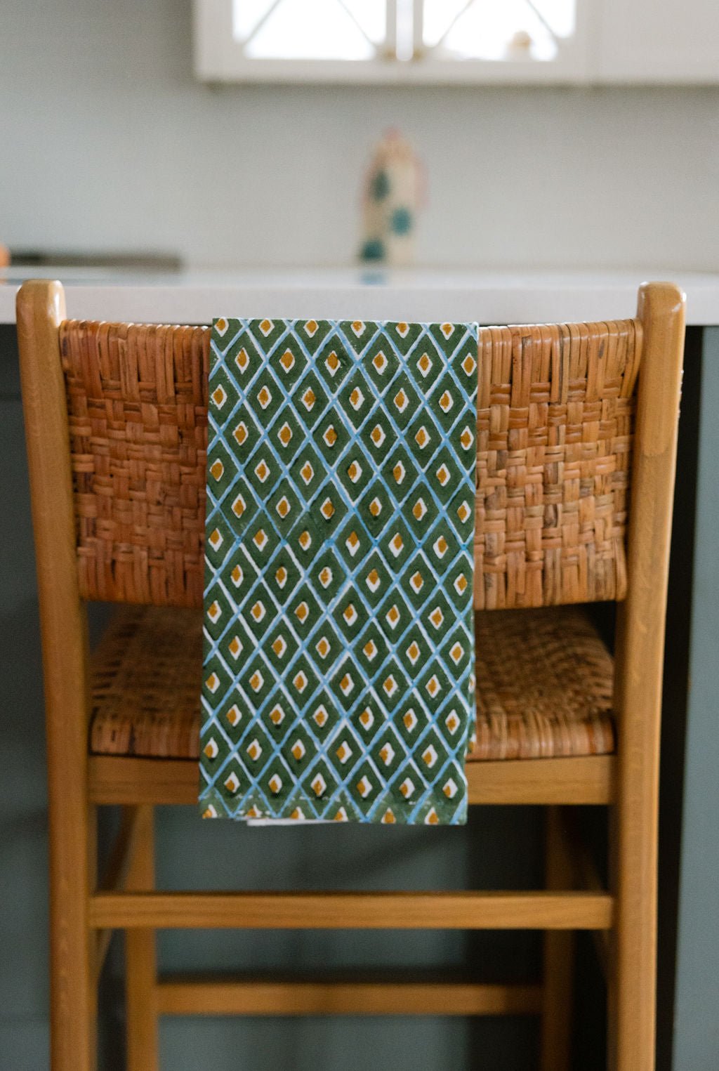 Tea Towel (Ivory) - Ikat, Sage - The Mended Company