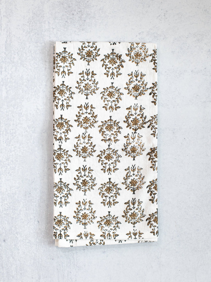 Tea Towel (Ivory) - Lotus, Black & Chai - The Mended Company