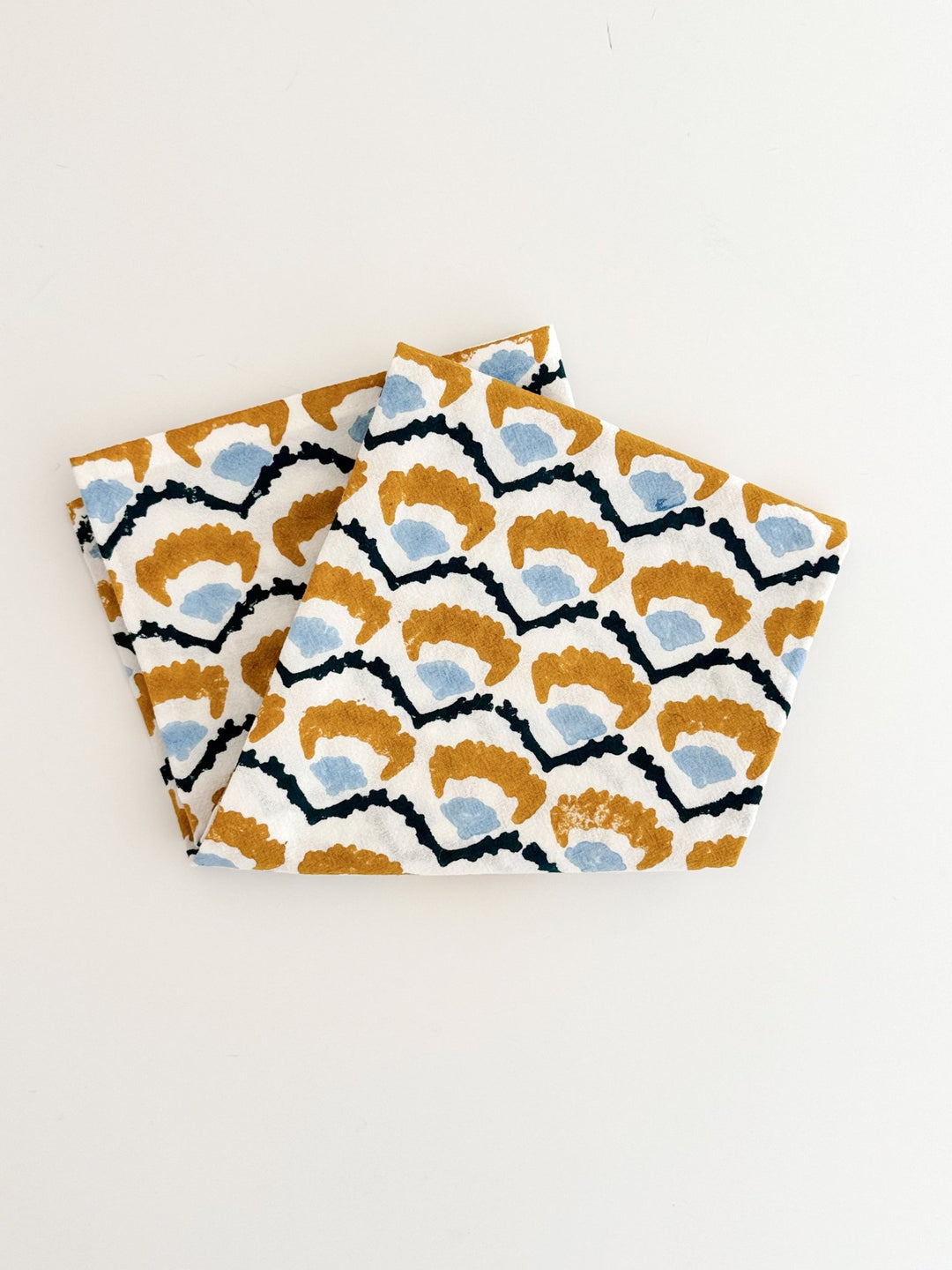 Tea Towel (Ivory) - Modern Poppy, Mustard - The Mended Company