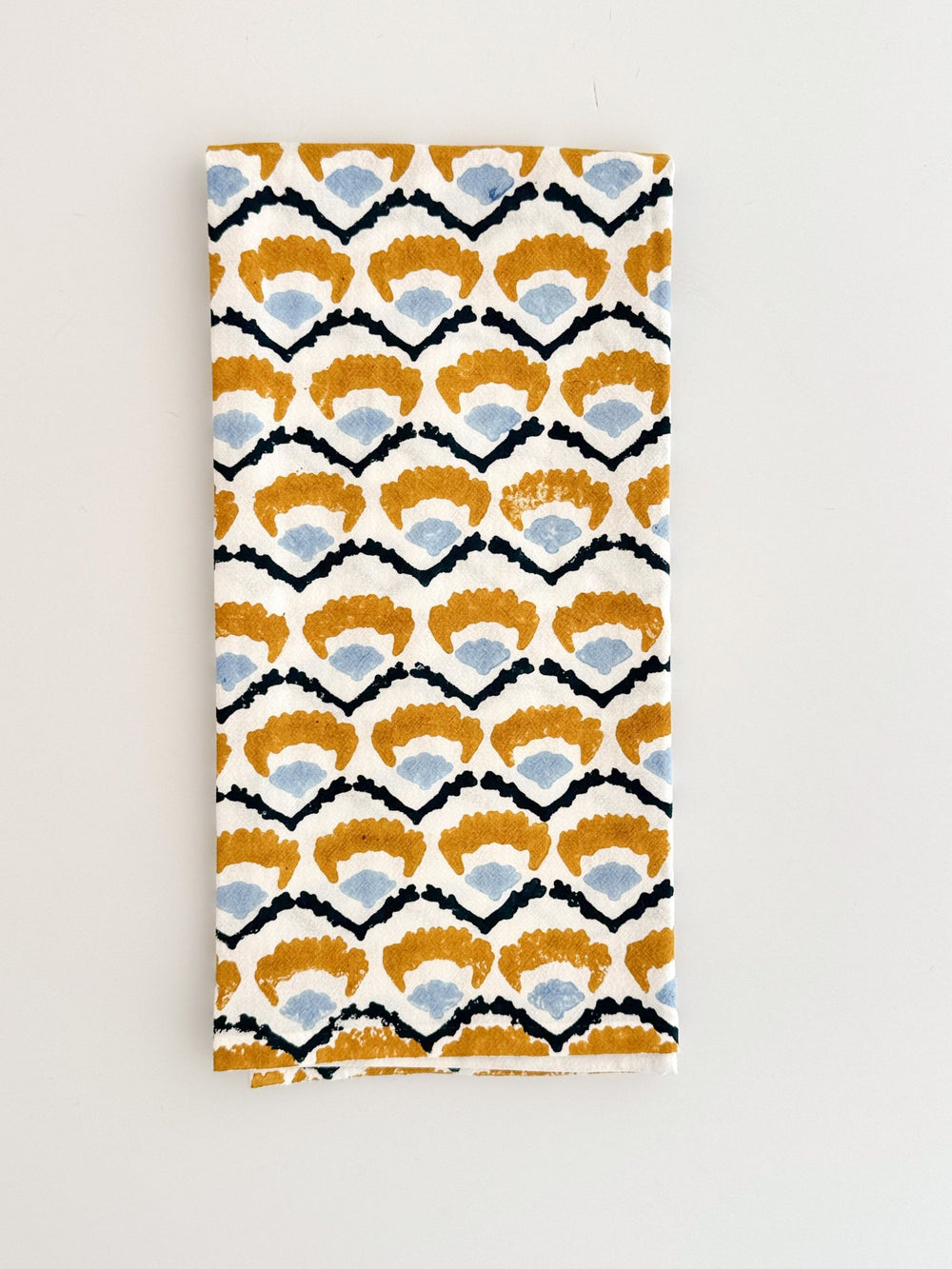 Tea Towel (Ivory) - Modern Poppy, Mustard - The Mended Company