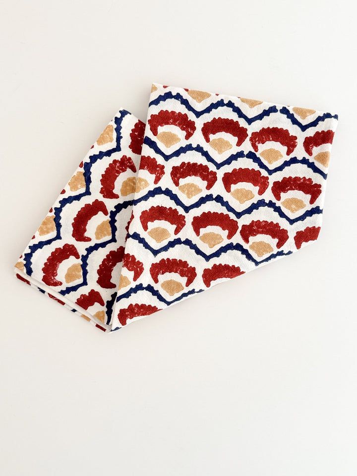 Tea Towel (Ivory) - Modern Poppy, Terracotta - The Mended Company