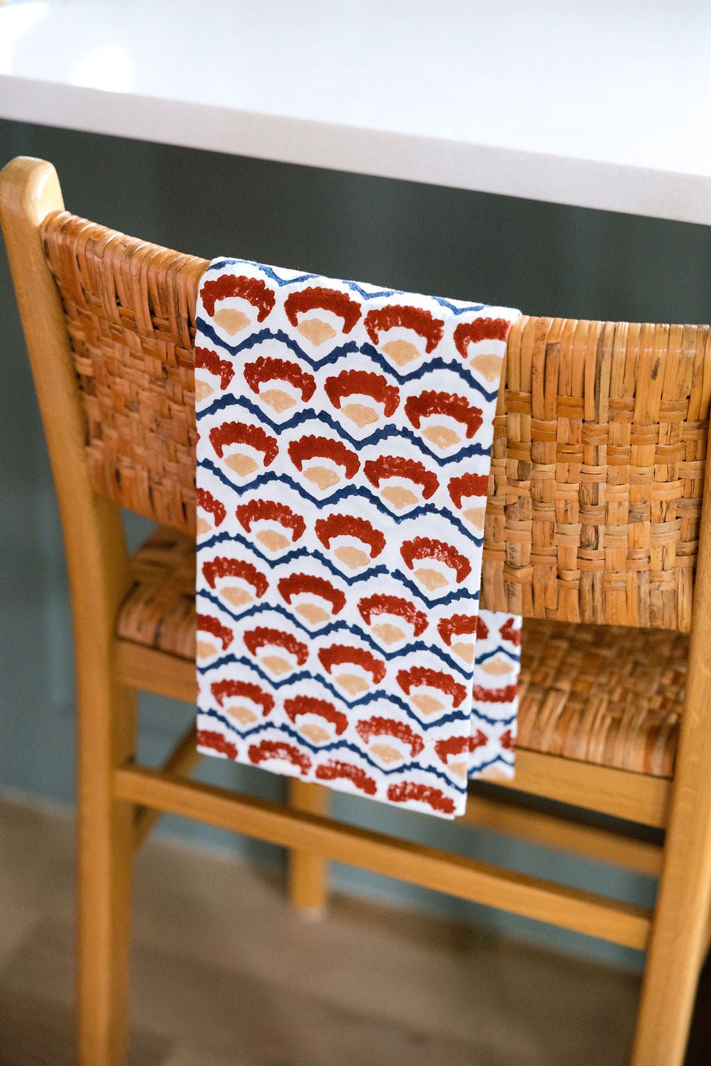 Tea Towel (Ivory) - Modern Poppy, Terracotta - The Mended Company