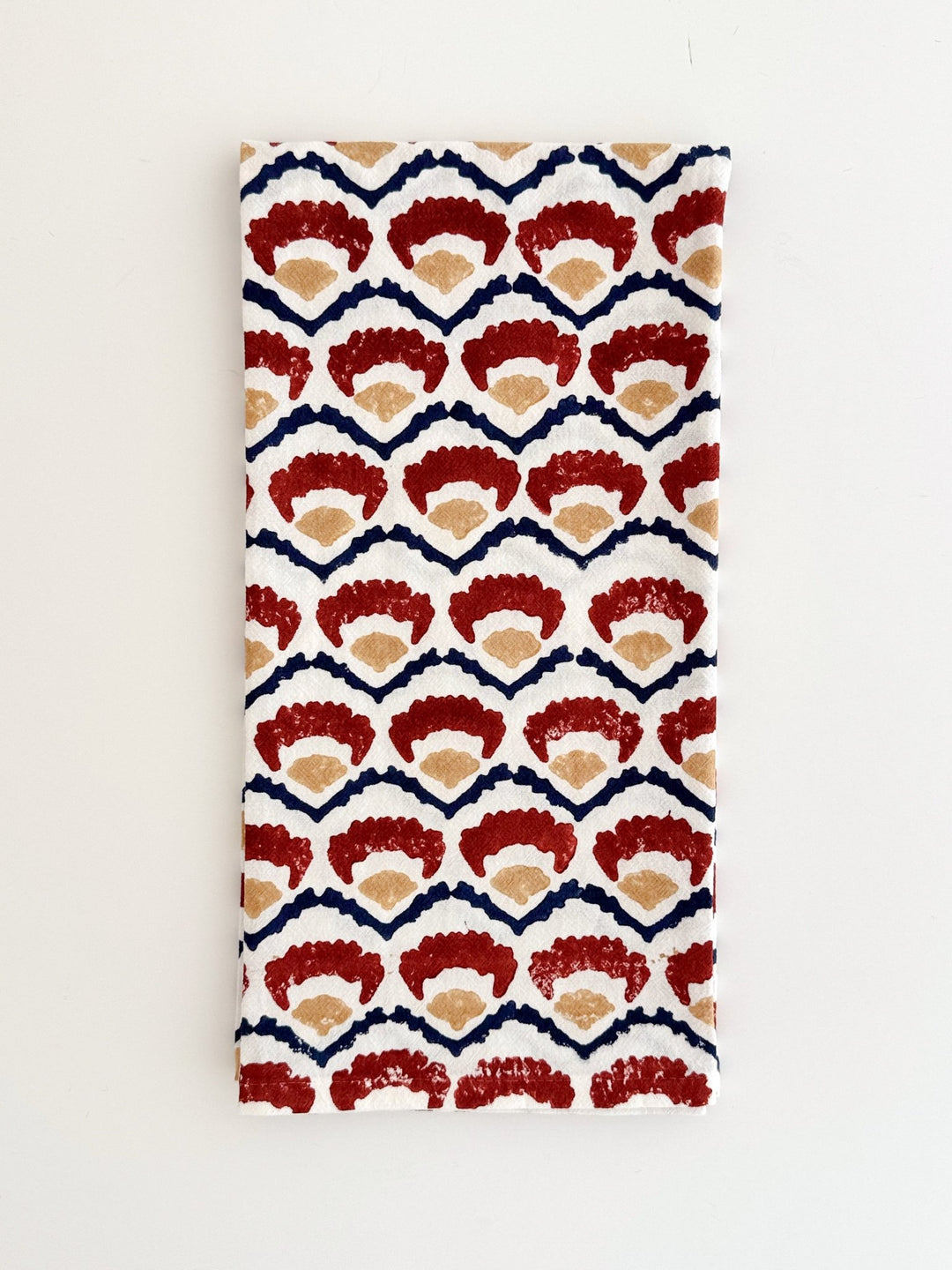 Tea Towel (Ivory) - Modern Poppy, Terracotta - The Mended Company