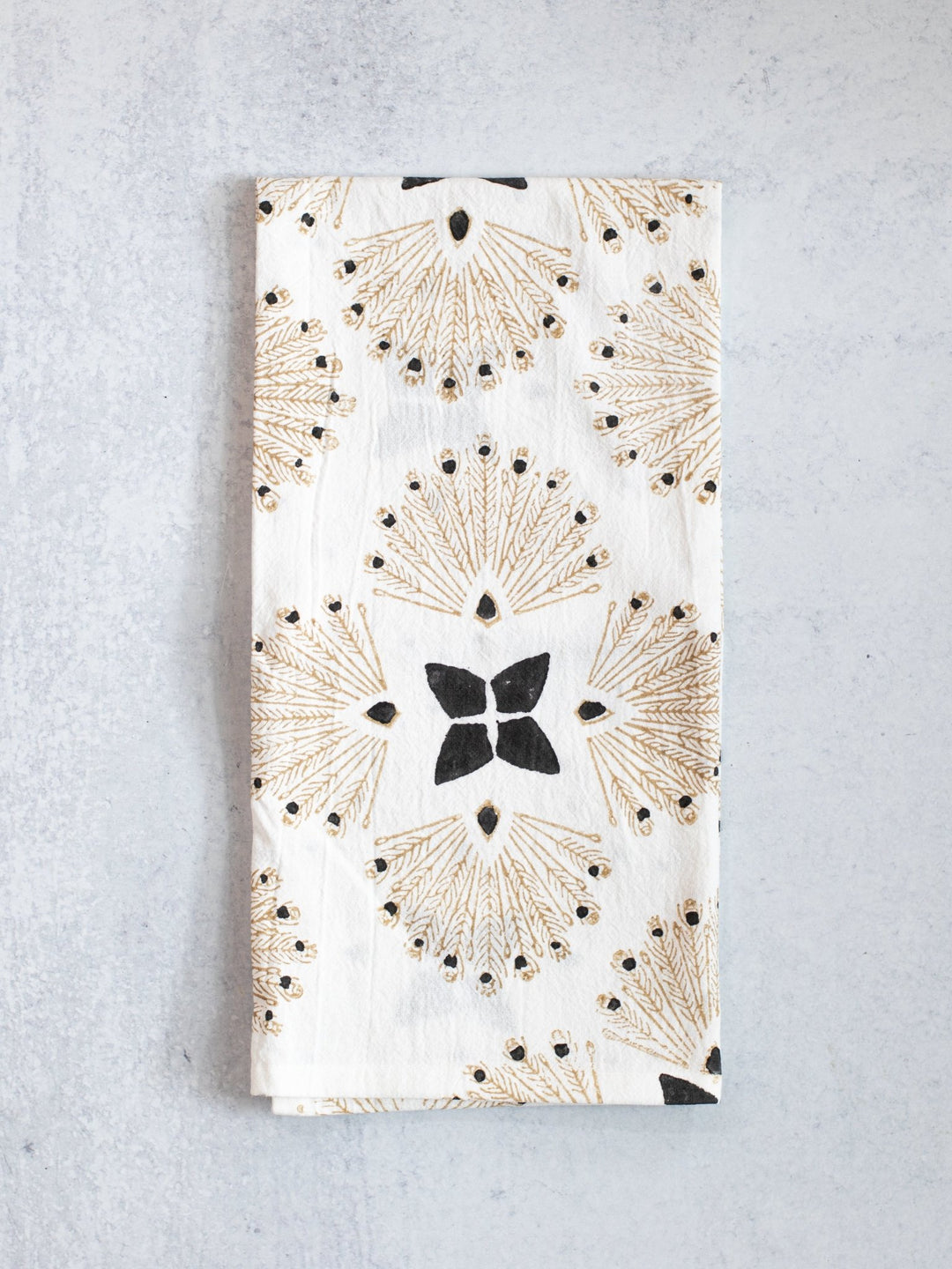 Tea Towel (Ivory) - Peacock Paradise, Black & Chai - The Mended Company