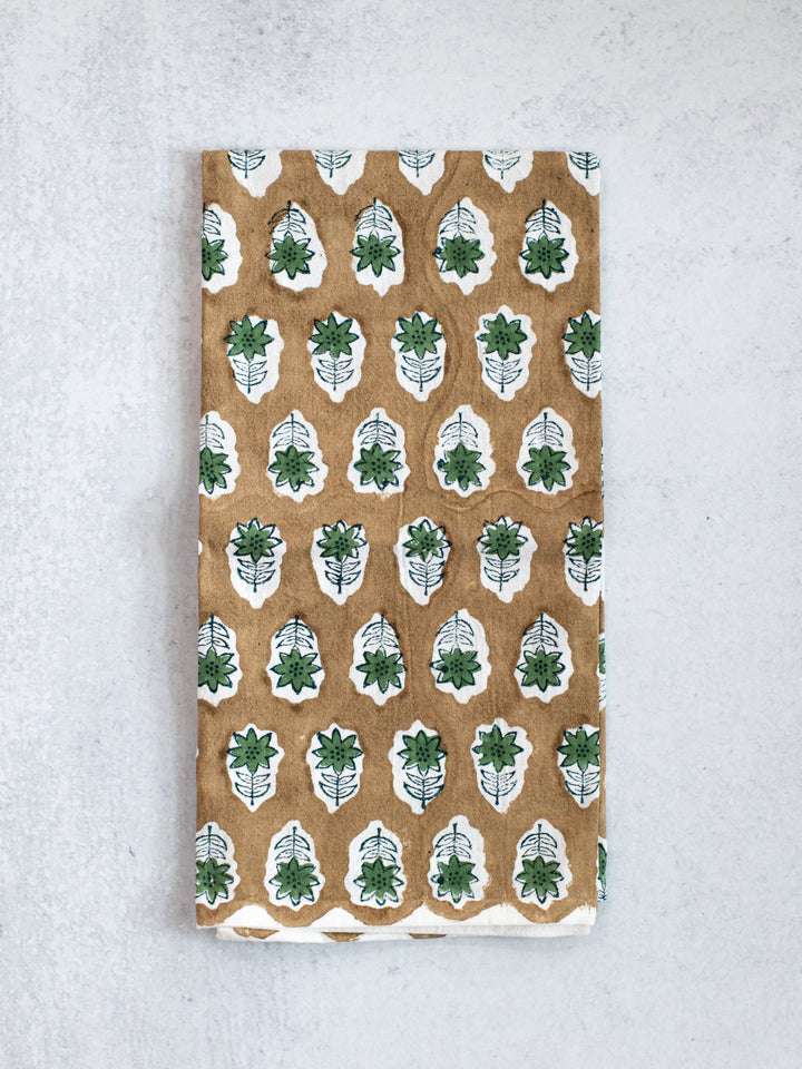 Tea Towel (Ivory) - Poinsettia - Chai, Midnight, & Sage - The Mended Company