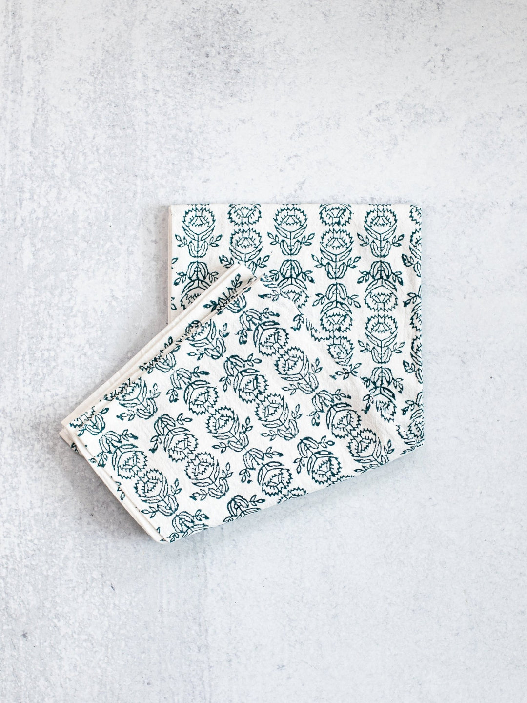 Tea Towel (Ivory) - Protea, Midnight - The Mended Company
