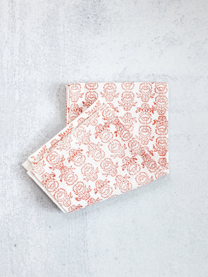 Tea Towel (Ivory) - Protea, Terracotta - The Mended Company