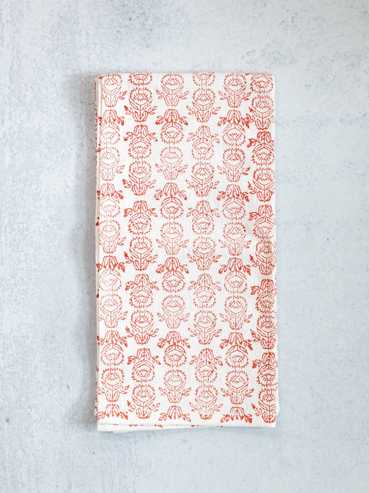Tea Towel (Ivory) - Protea, Terracotta - The Mended Company