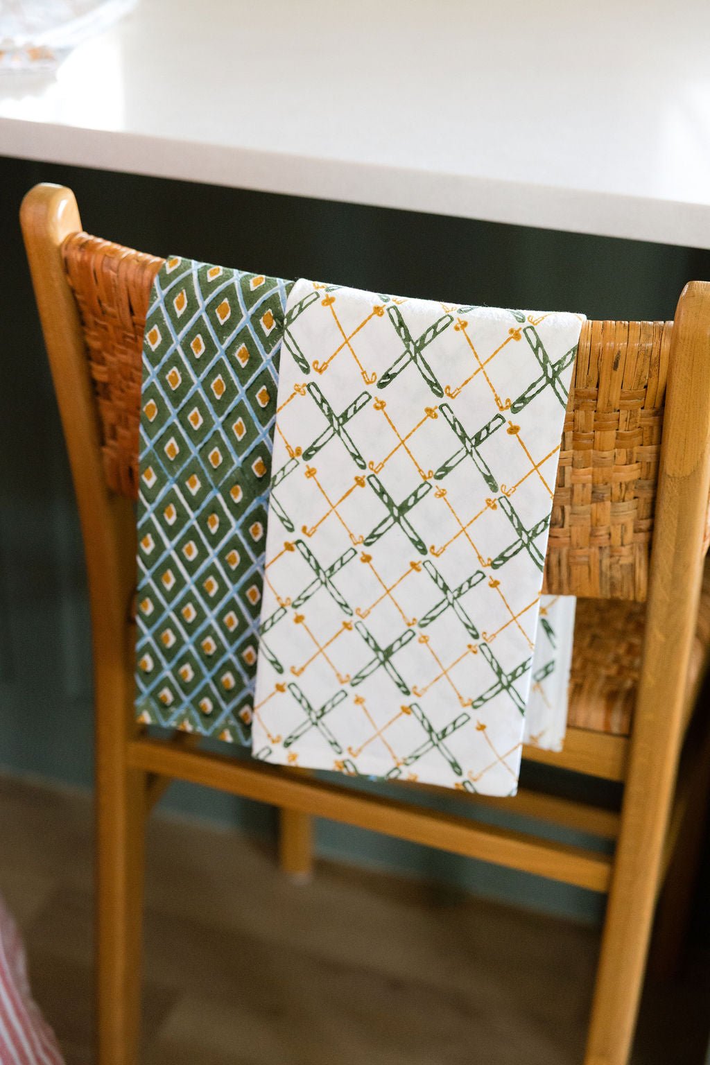 Tea Towel (Ivory) - Skis, Sage & Mustard - The Mended Company