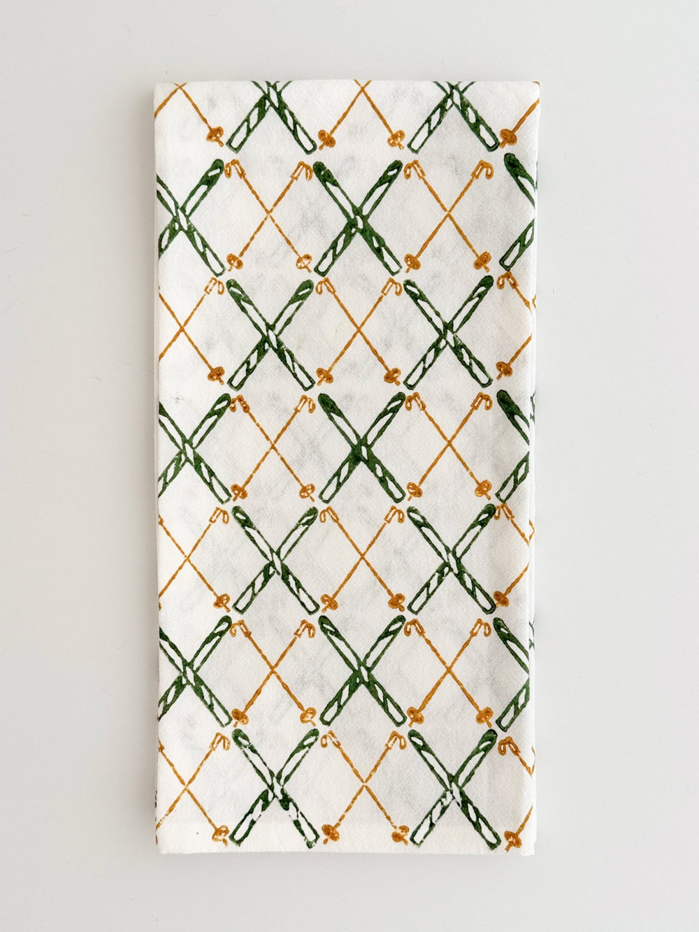 Tea Towel (Ivory) - Skis, Sage & Mustard - The Mended Company