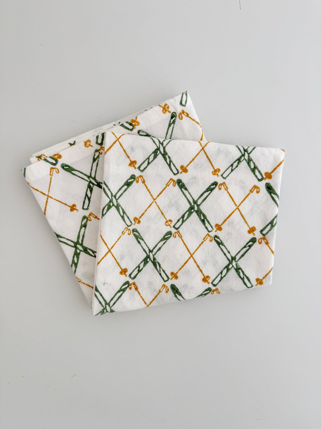 Tea Towel (Ivory) - Skis, Sage &amp; Mustard - The Mended Company
