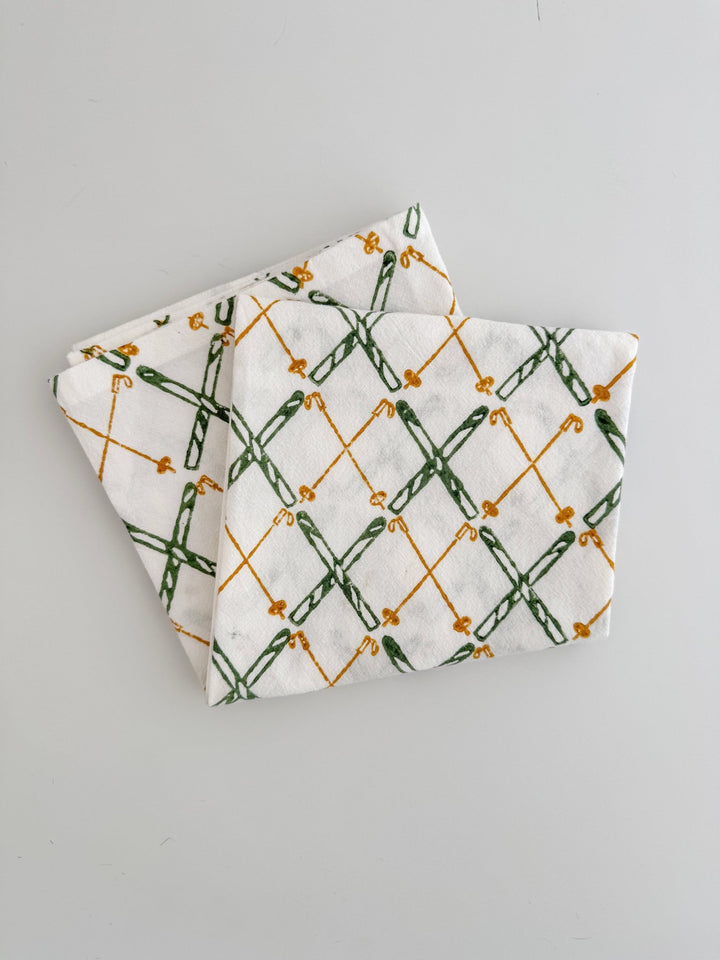 Tea Towel (Ivory) - Skis, Sage &amp; Mustard - The Mended Company