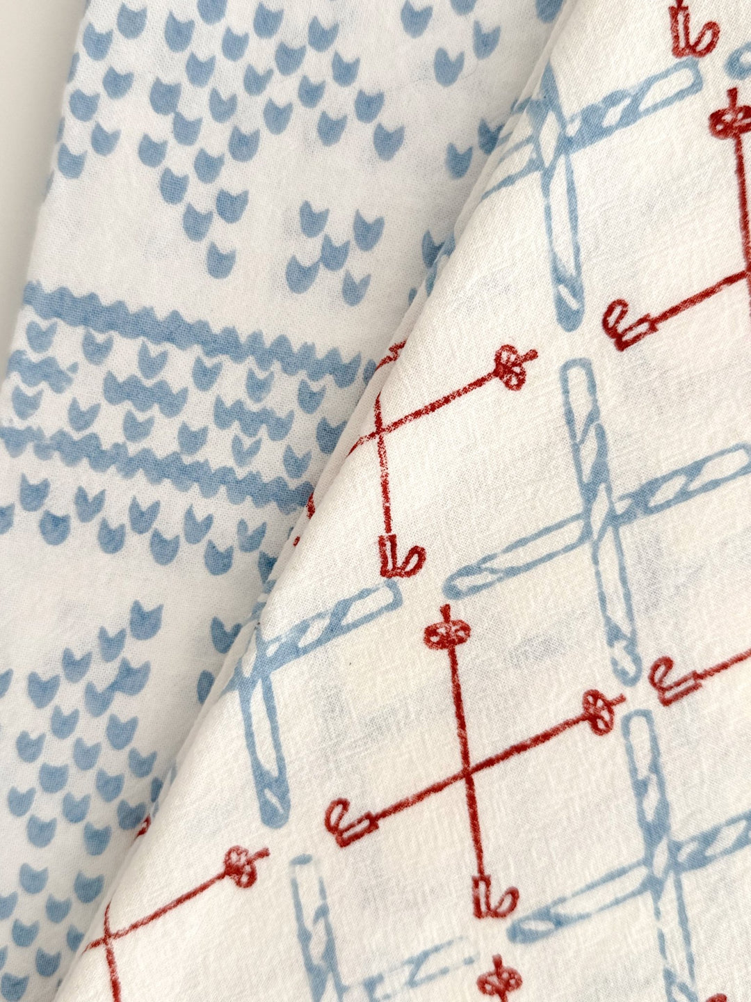Tea Towel (Ivory) - Skis, Terracotta &amp; Uniform Blue - The Mended Company