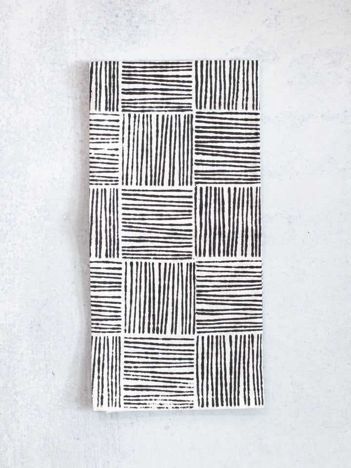 Tea Towel (Ivory) - Striped, Black - The Mended Company