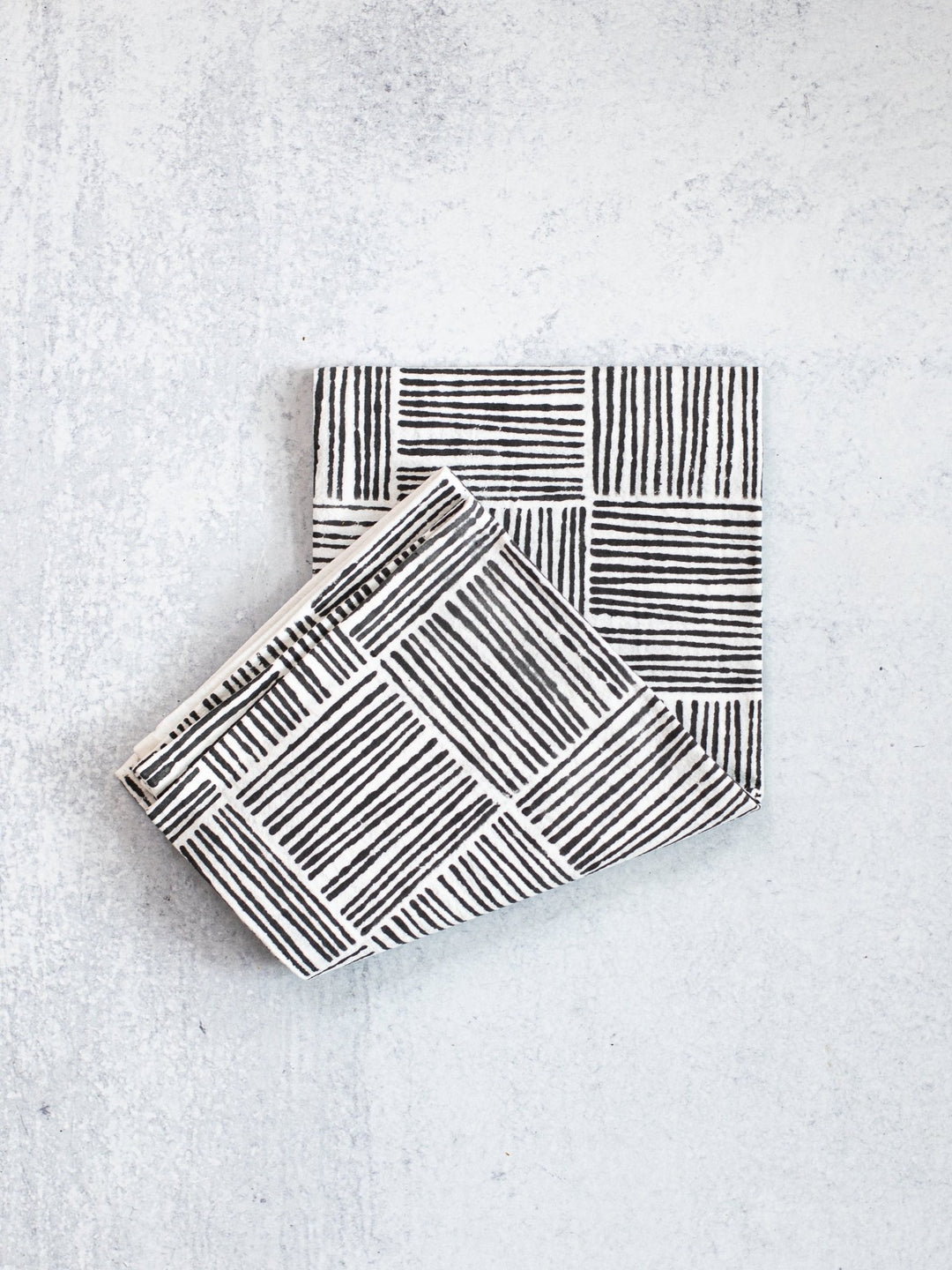 Tea Towel (Ivory) - Striped, Black - The Mended Company