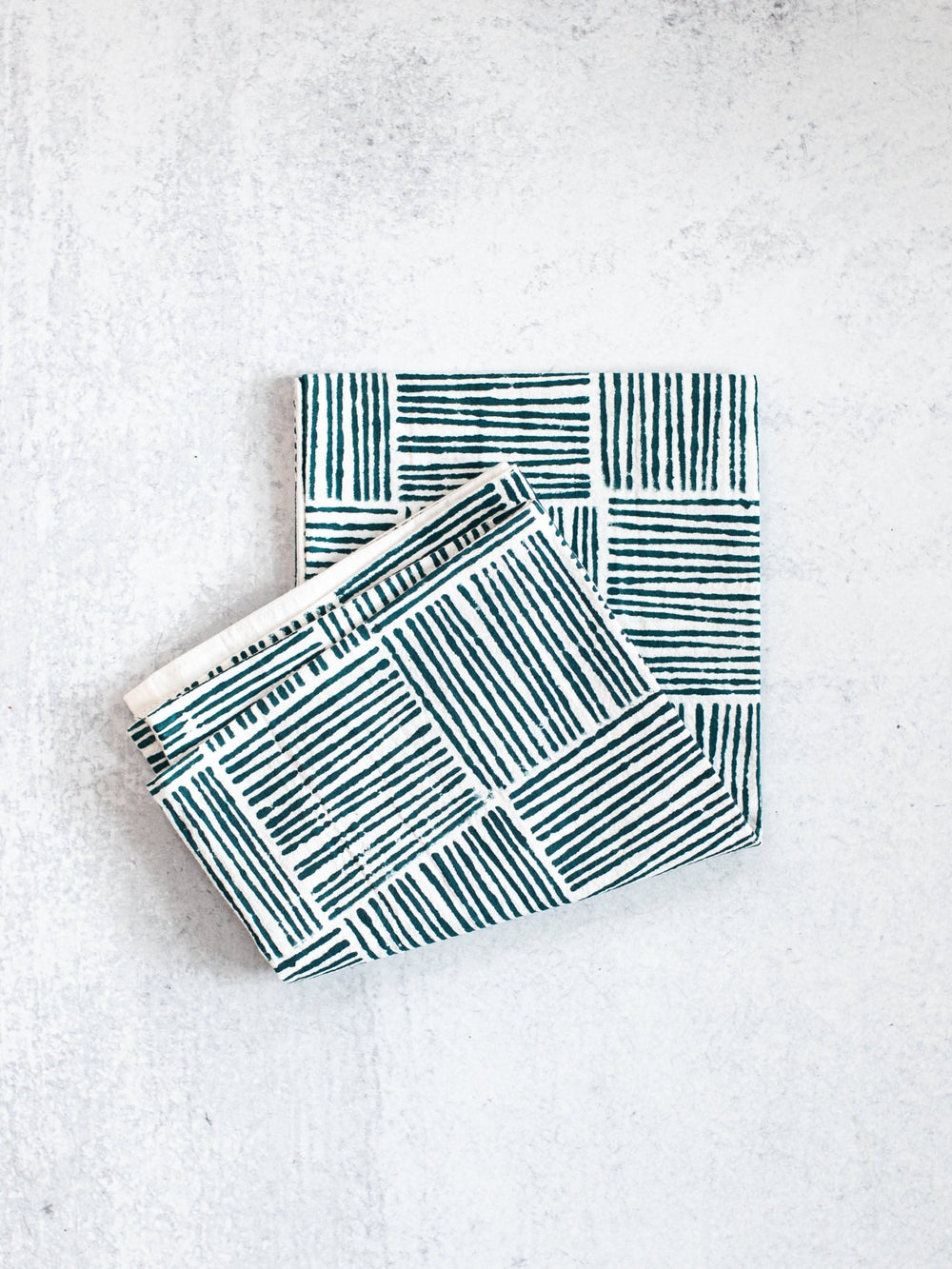 Tea Towel (Ivory) - Striped, Midnight - The Mended Company