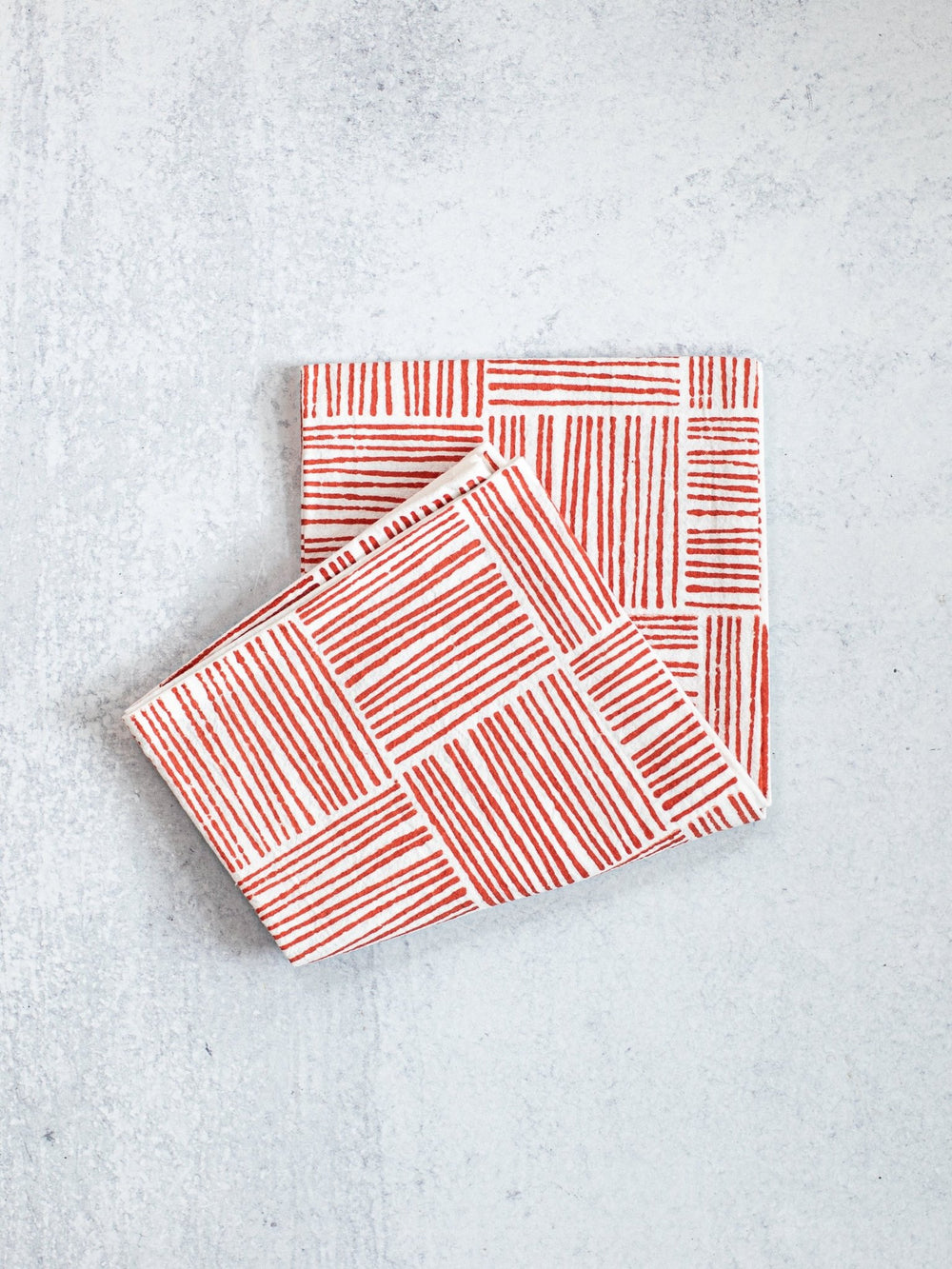 Tea Towel (Ivory) - Striped, Terracotta - The Mended Company