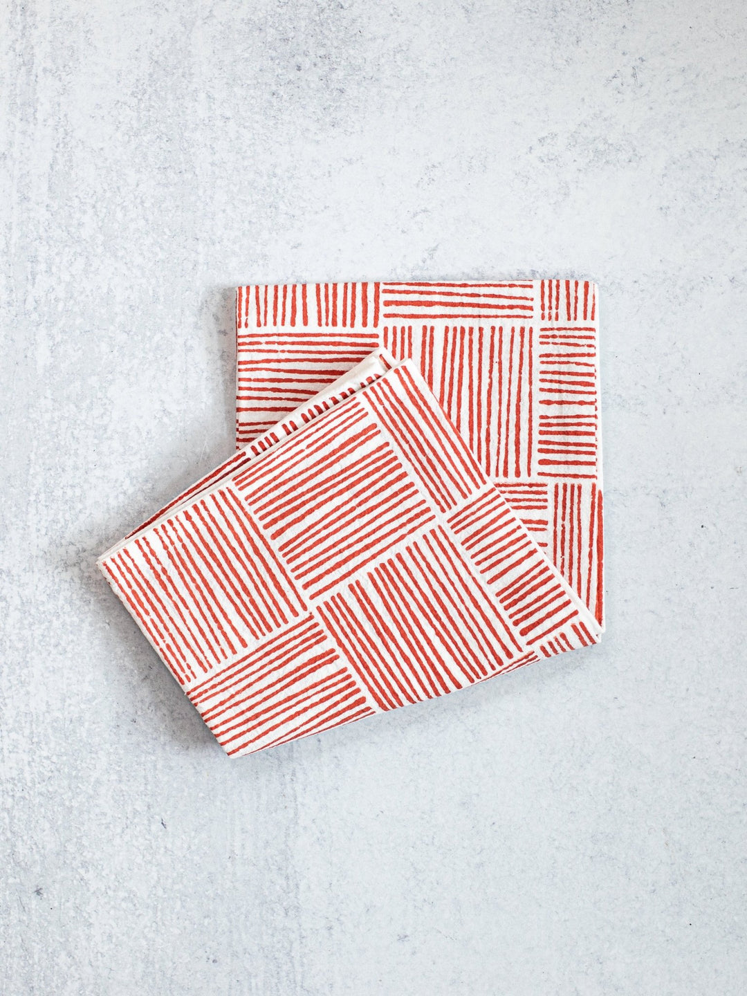 Tea Towel (Ivory) - Striped, Terracotta - The Mended Company