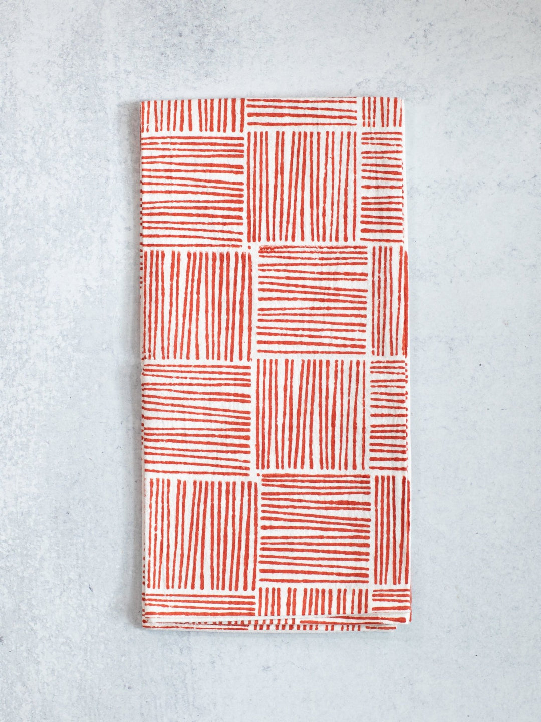 Tea Towel (Ivory) - Striped, Terracotta - The Mended Company