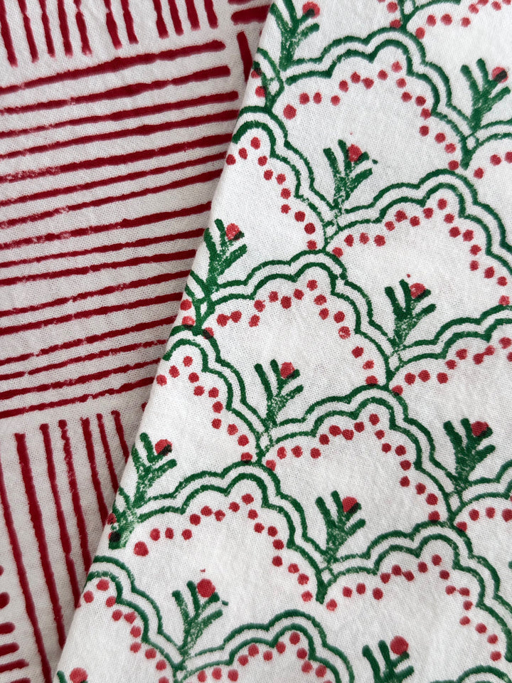 Tea Towel - Jaipur, Evergreen &amp; Red - The Mended Company
