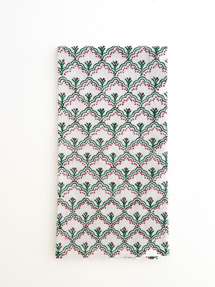 Tea Towel - Jaipur, Evergreen &amp; Red - The Mended Company