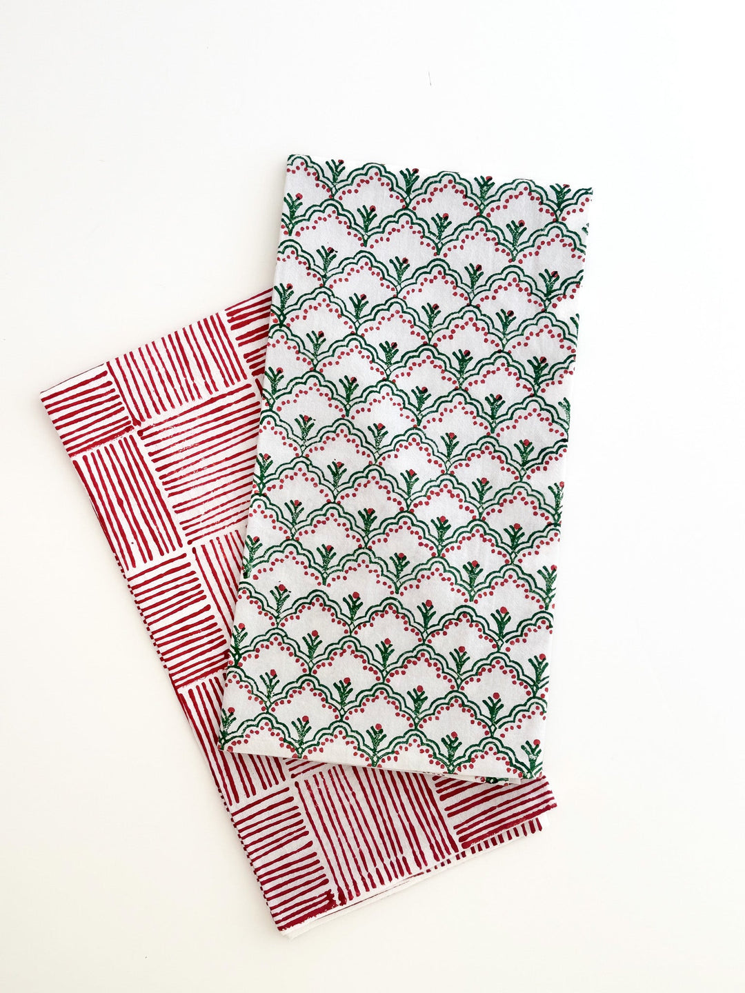 Tea Towel - Jaipur, Evergreen &amp; Red - The Mended Company