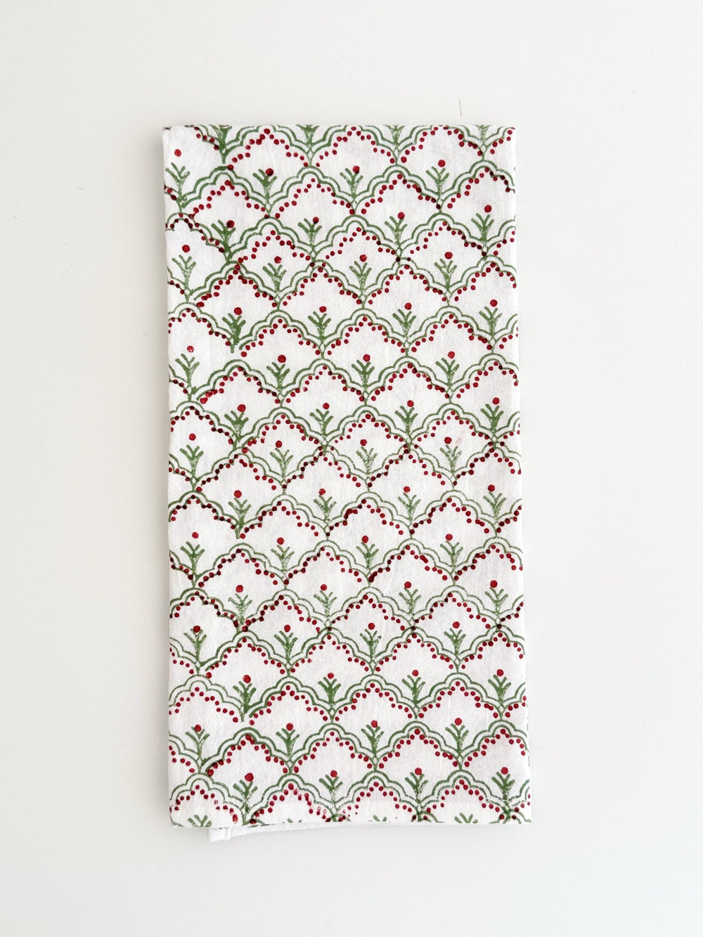 Tea Towel - Jaipur, Sage & Red - The Mended Company
