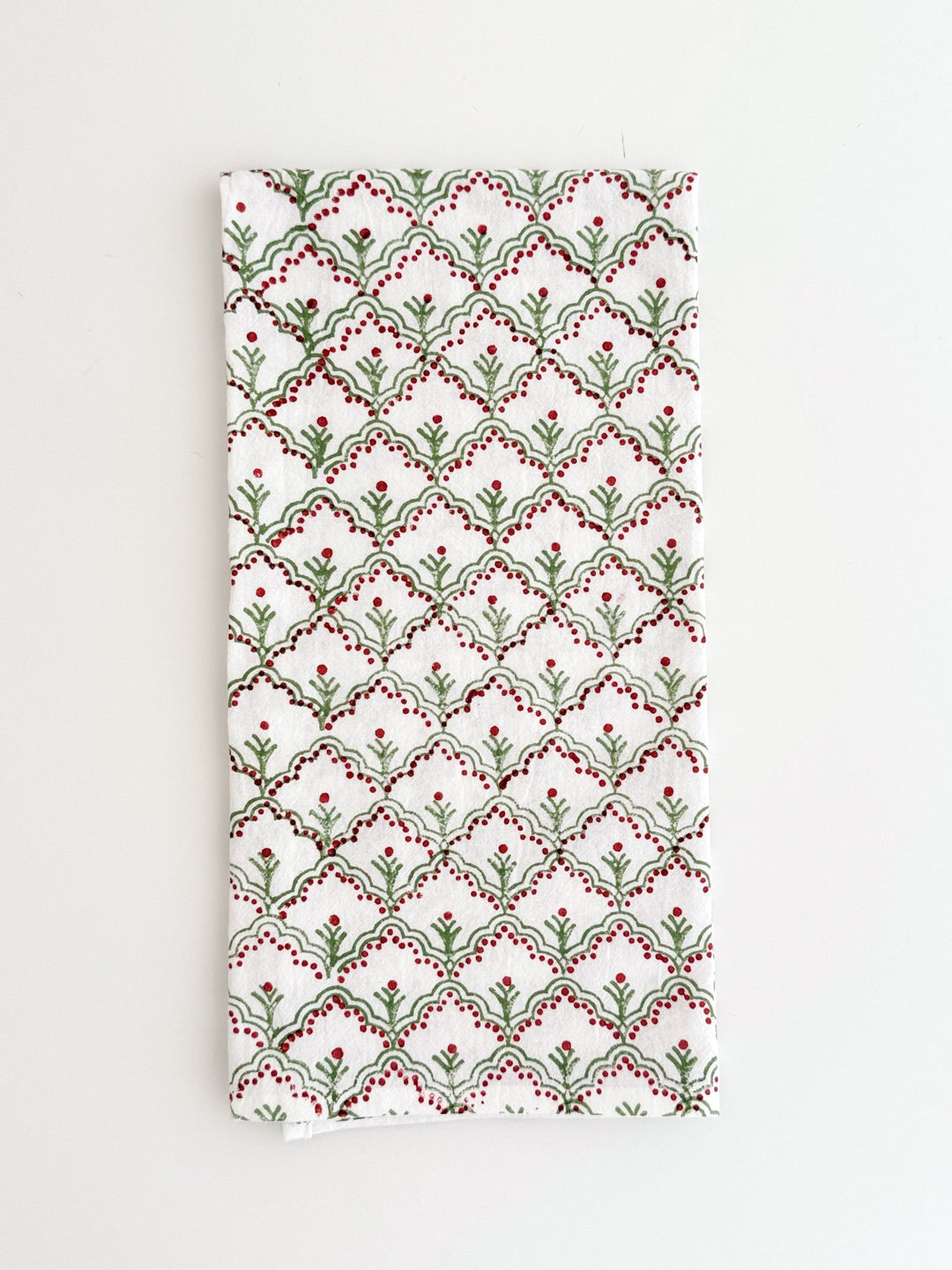 Tea Towel - Jaipur, Sage &amp; Red - The Mended Company