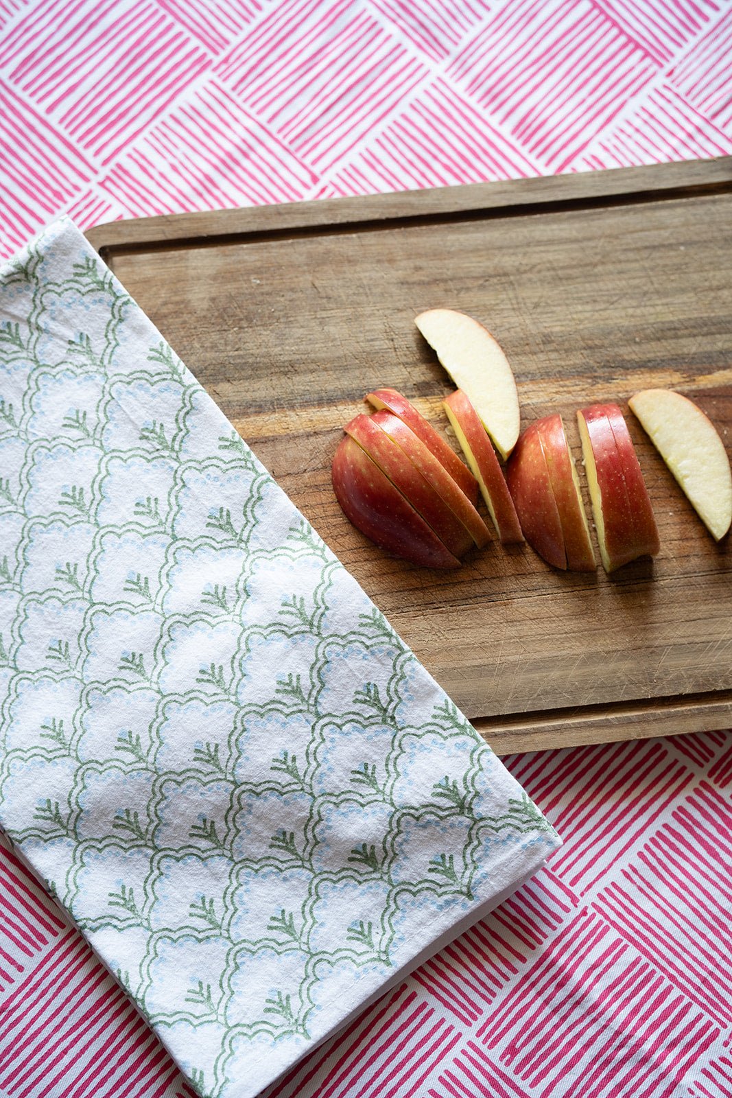 Tea Towel - Jaipur, Sage &amp; Uniform Blue - The Mended Company