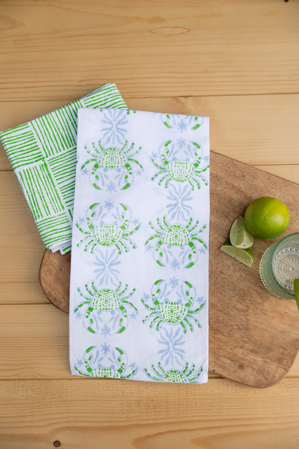 Tea Towel - King Crab, Uniform Blue & Vine - The Mended Company