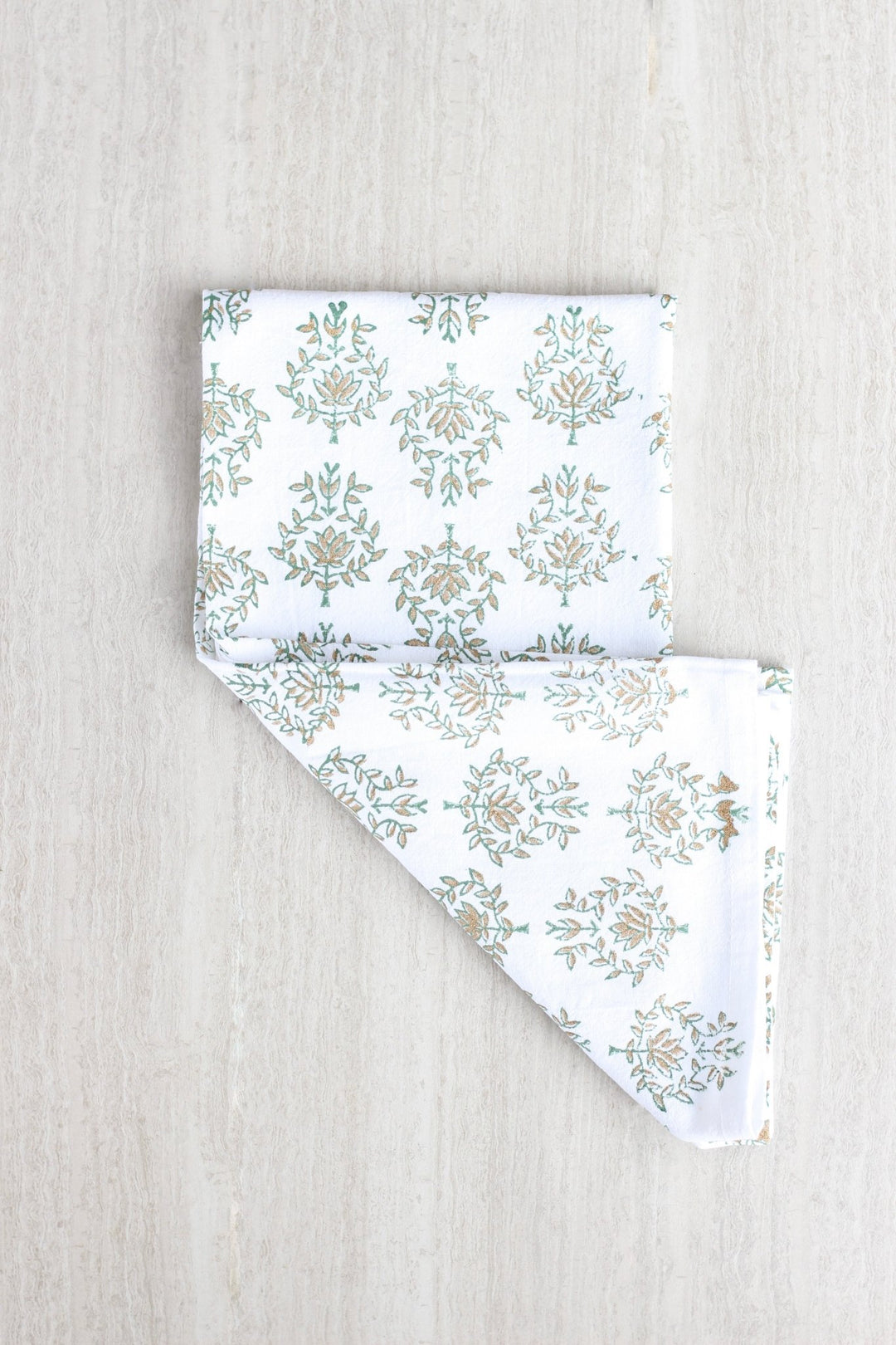 Tea Towel - Lotus, Evergreen & Gold - The Mended Company