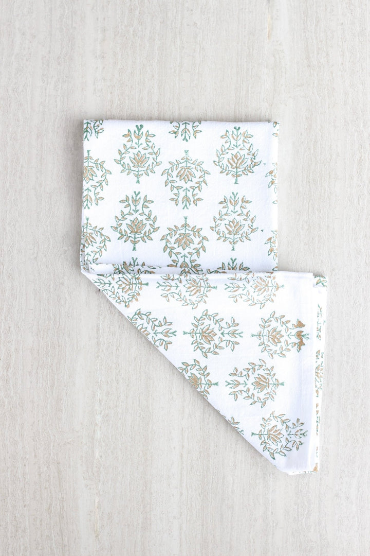 Tea Towel - Lotus, Evergreen & Gold - The Mended Company