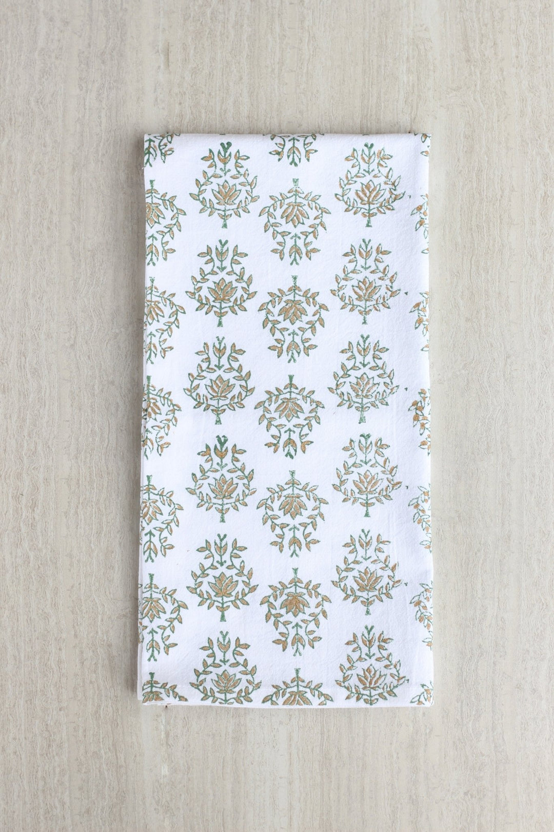 Tea Towel - Lotus, Evergreen & Gold - The Mended Company
