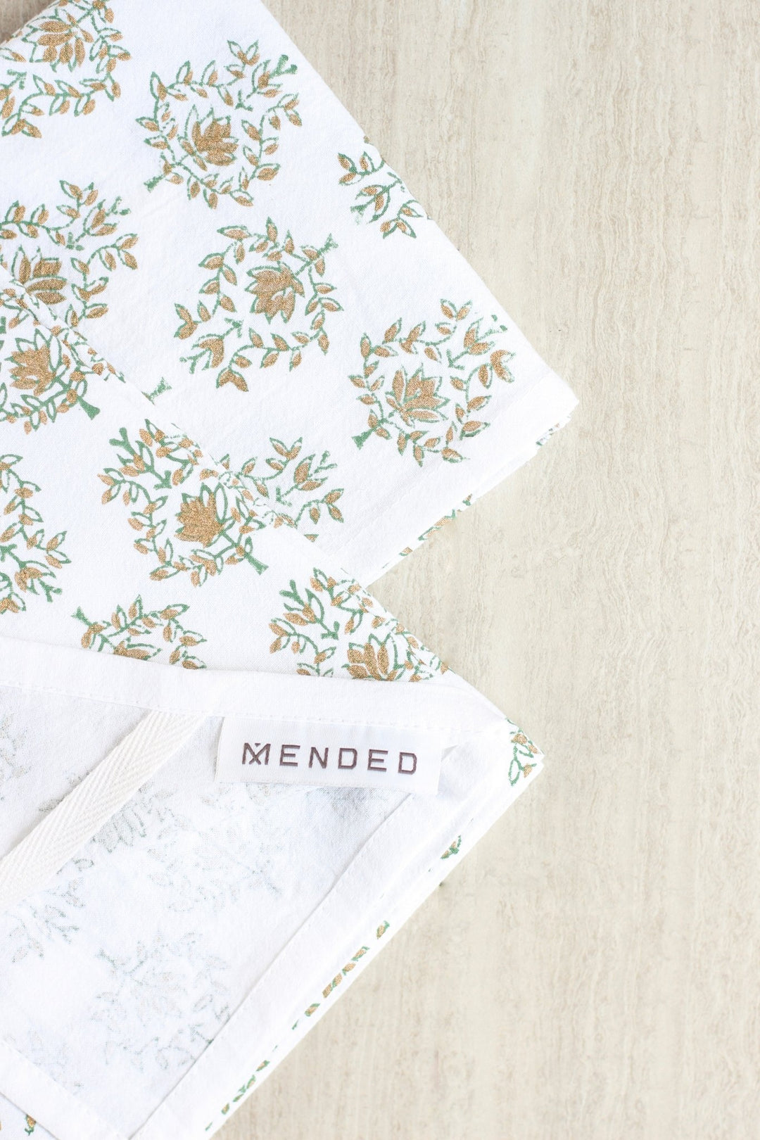 Tea Towel - Lotus, Evergreen & Gold - The Mended Company
